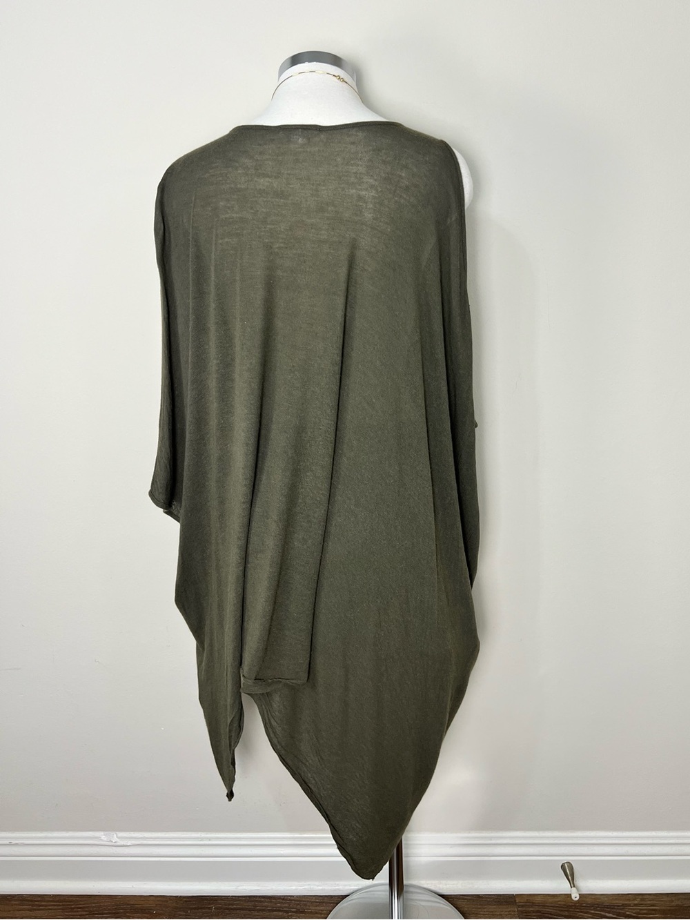 Helmut Lang Asymmetrical Tunic Top M Olive One Sleeve Angora Blend Oversized - Picture 3 of 8